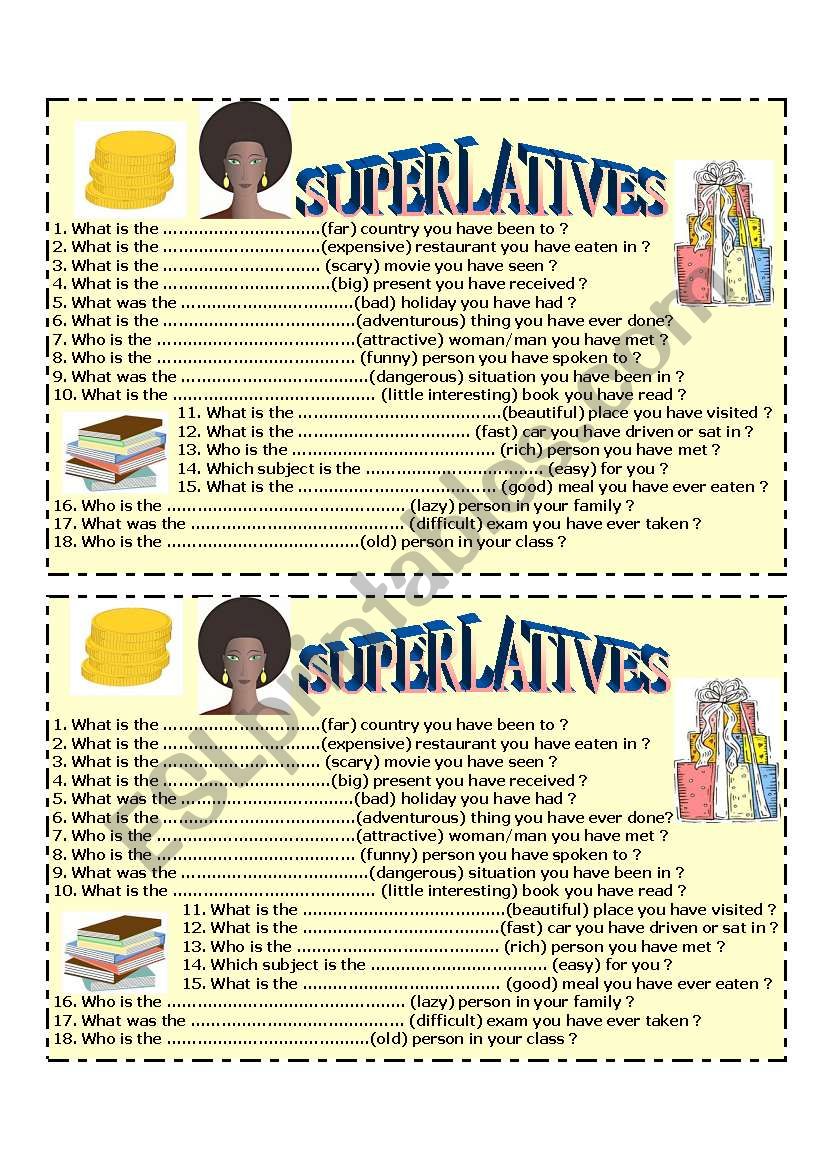 Superlatives - speaking worksheet
