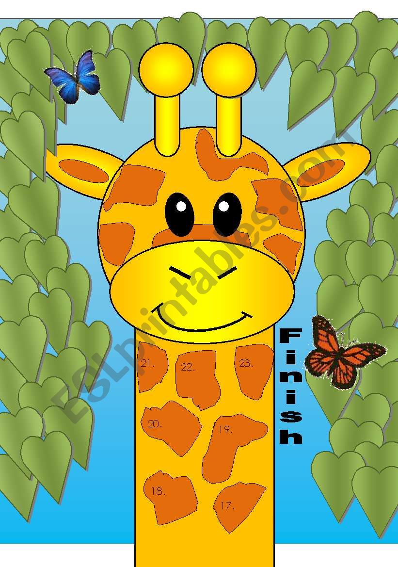 Giraffe Gameboard with Poem Dictaction Activity (Matching Cards Available in Another File)