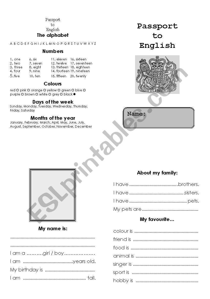 Passport to English worksheet