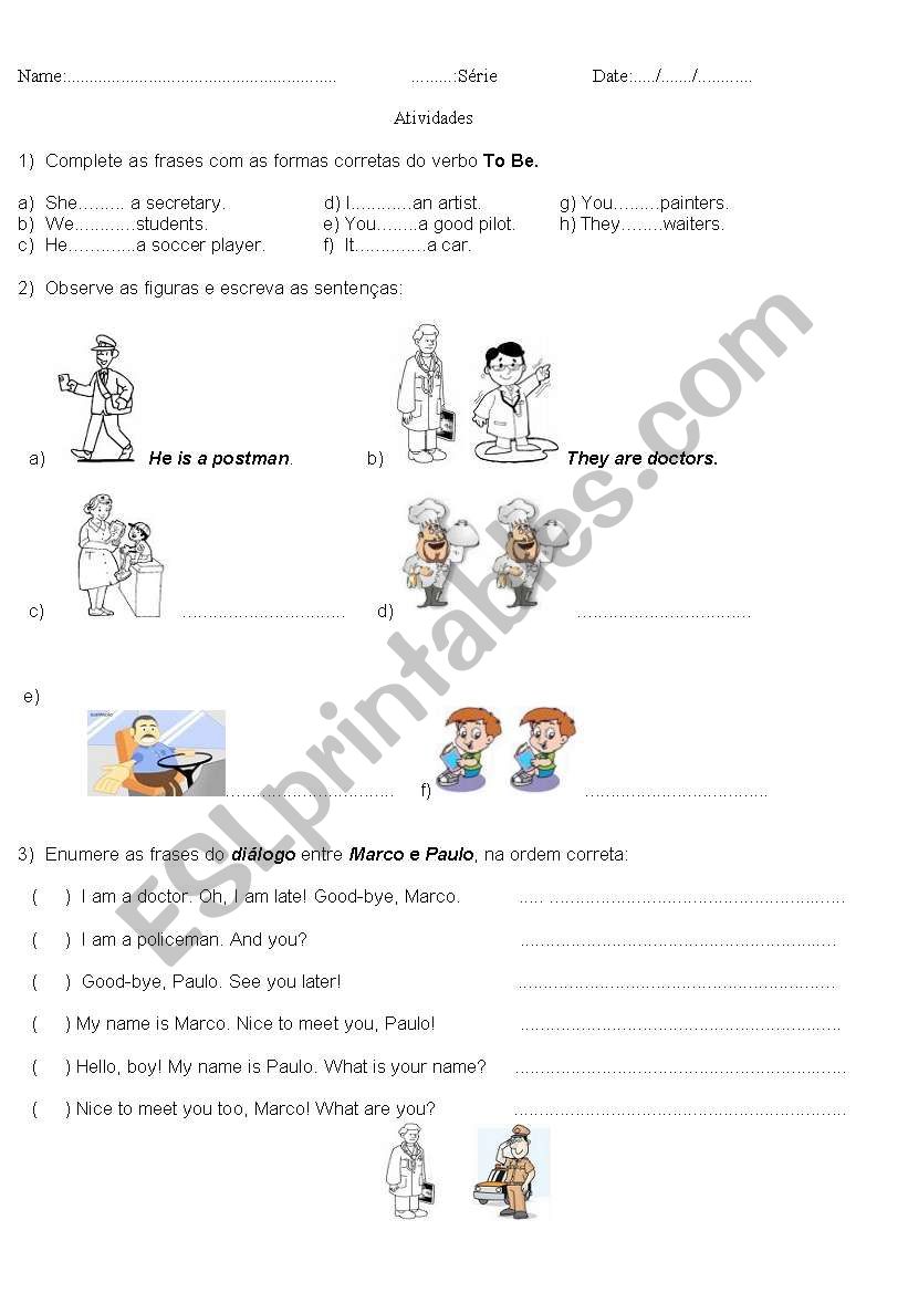 Verb To Be worksheet