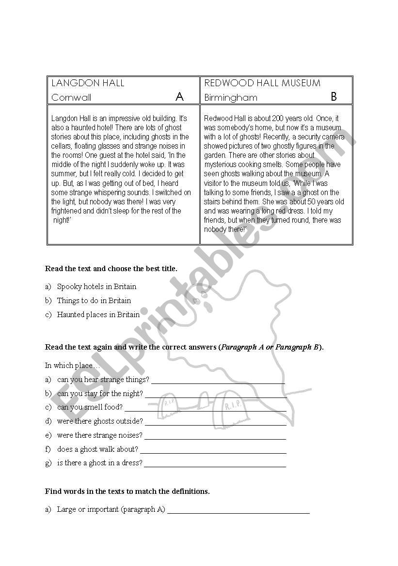 Reading Comprehension sheet worksheet