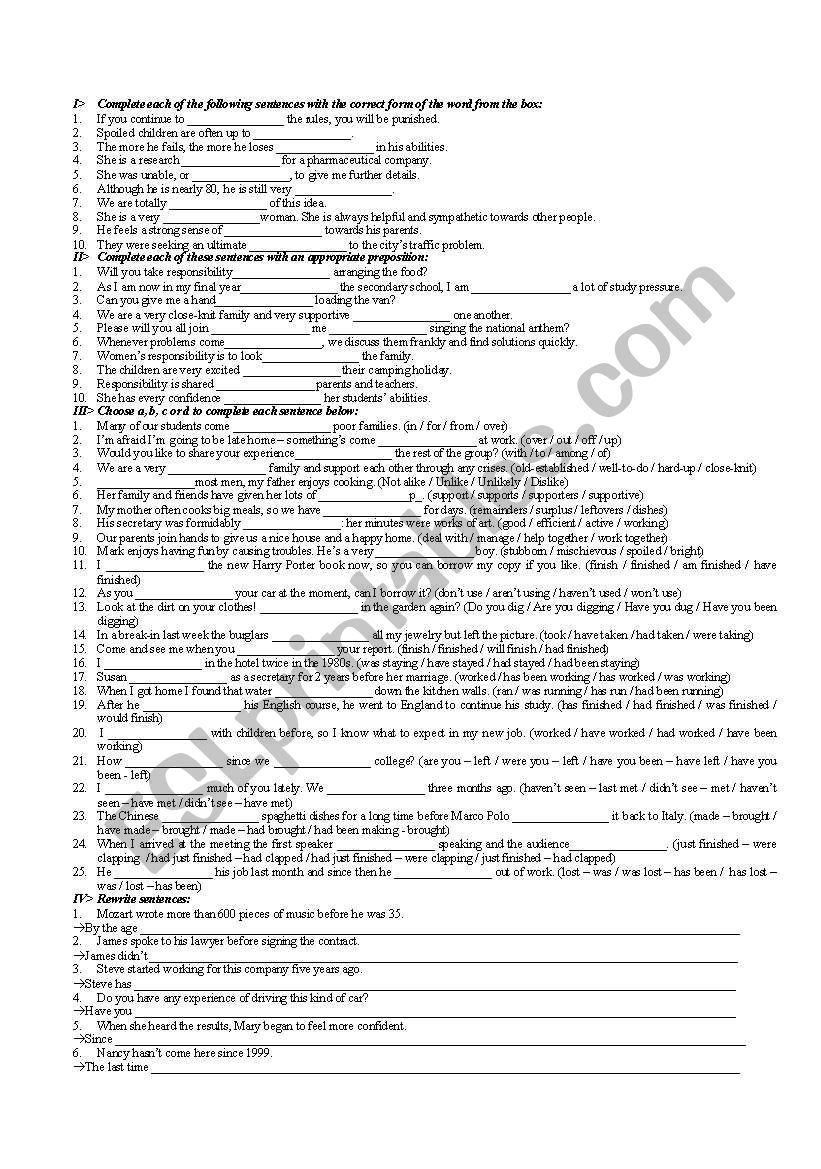 Grammar sheet 1 worksheet