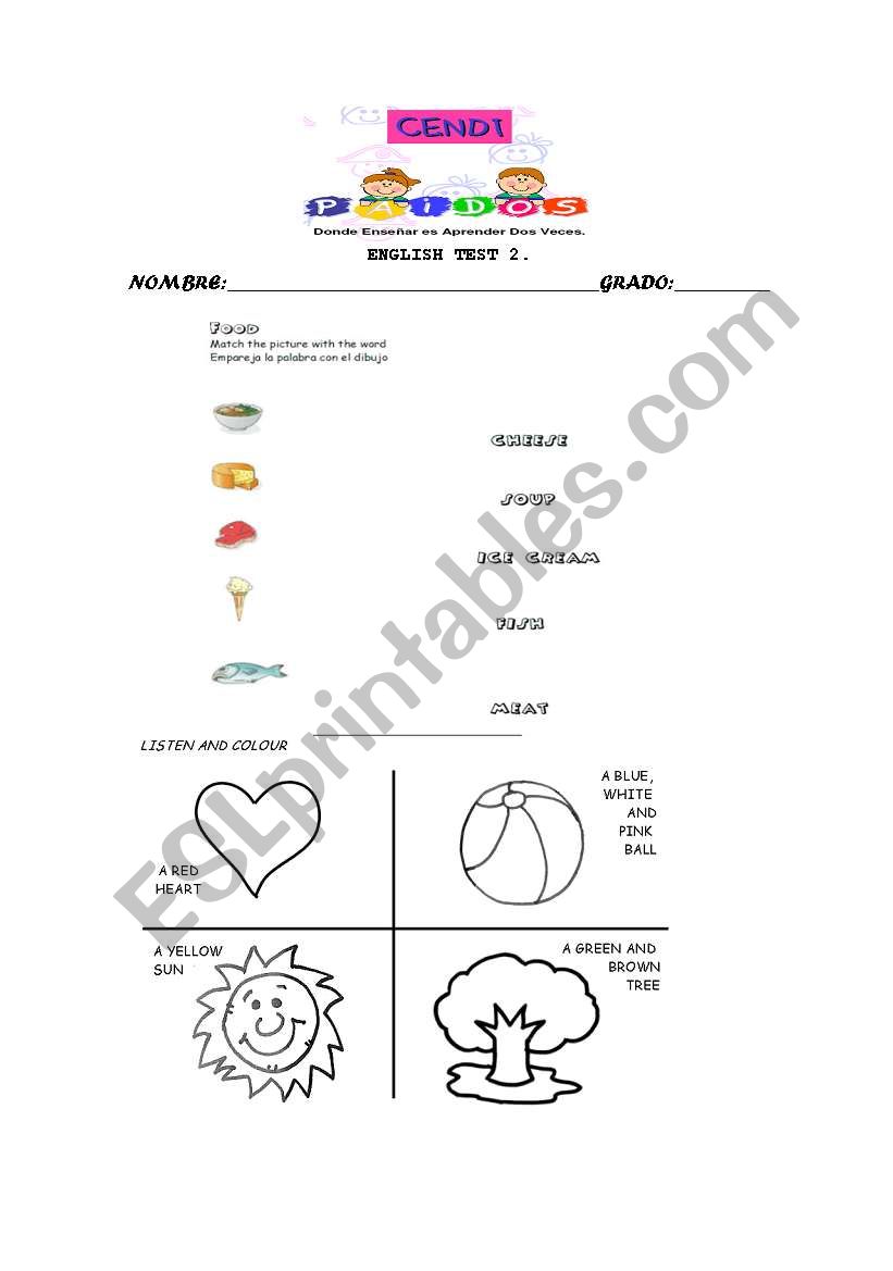 food and colors worksheet