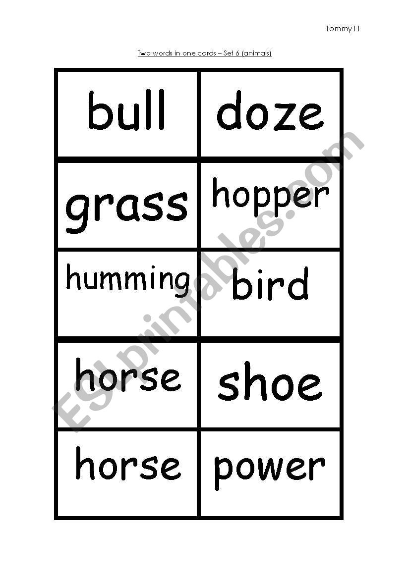 Two words in one - set 6 worksheet