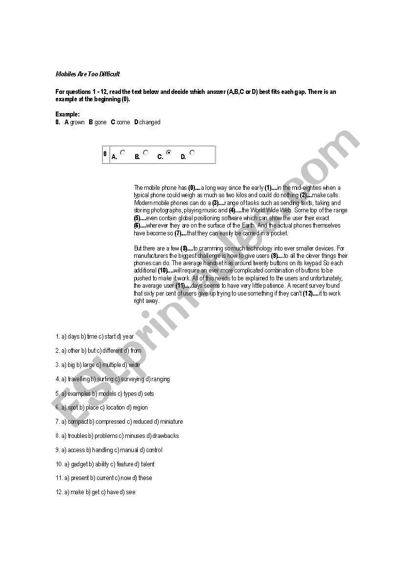 FCE PRACTICE worksheet