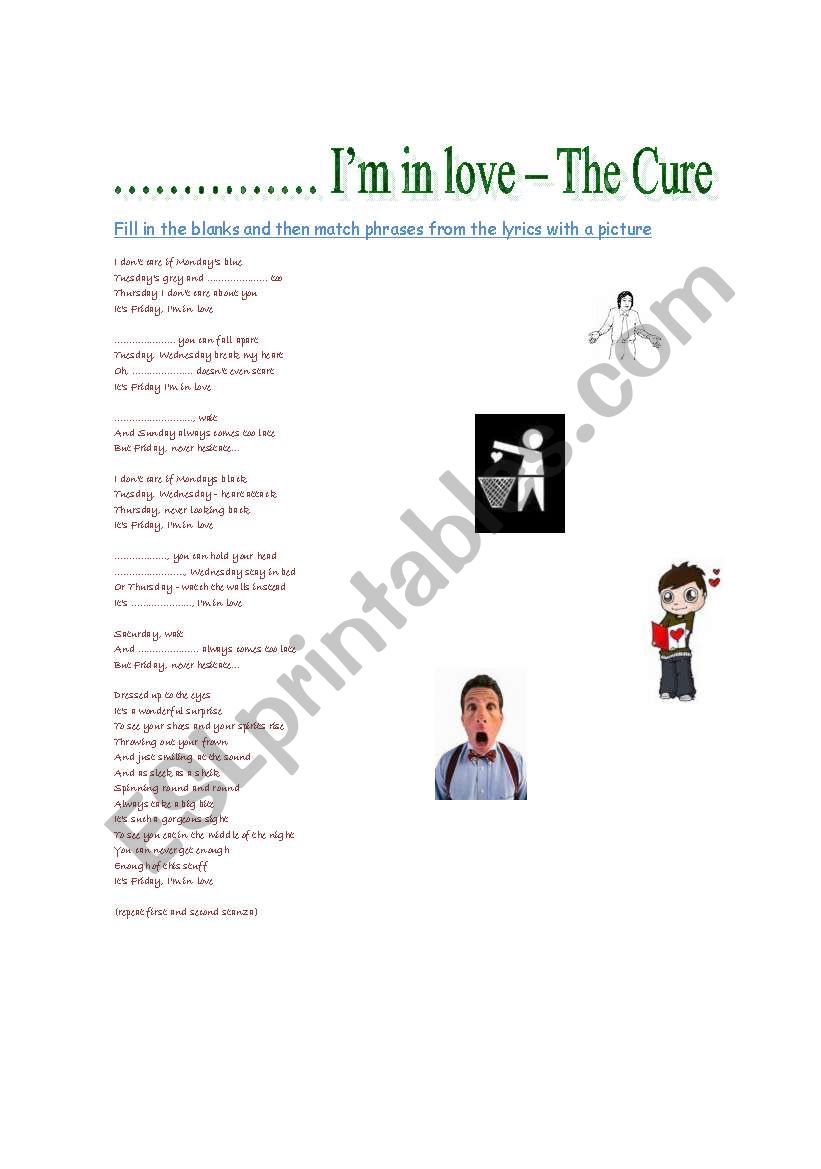 Friday Im in love worksheet