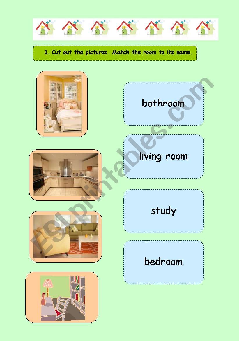 Rooms in a house worksheet