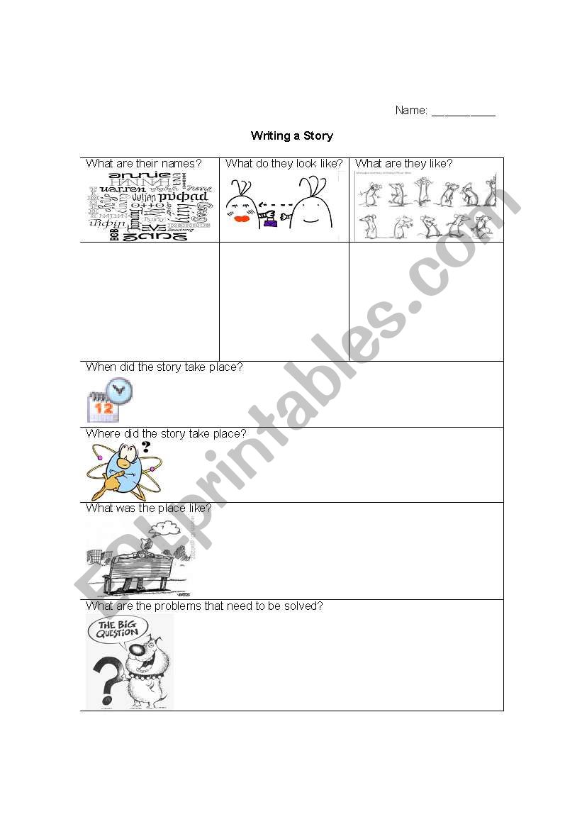 Writing a Story worksheet