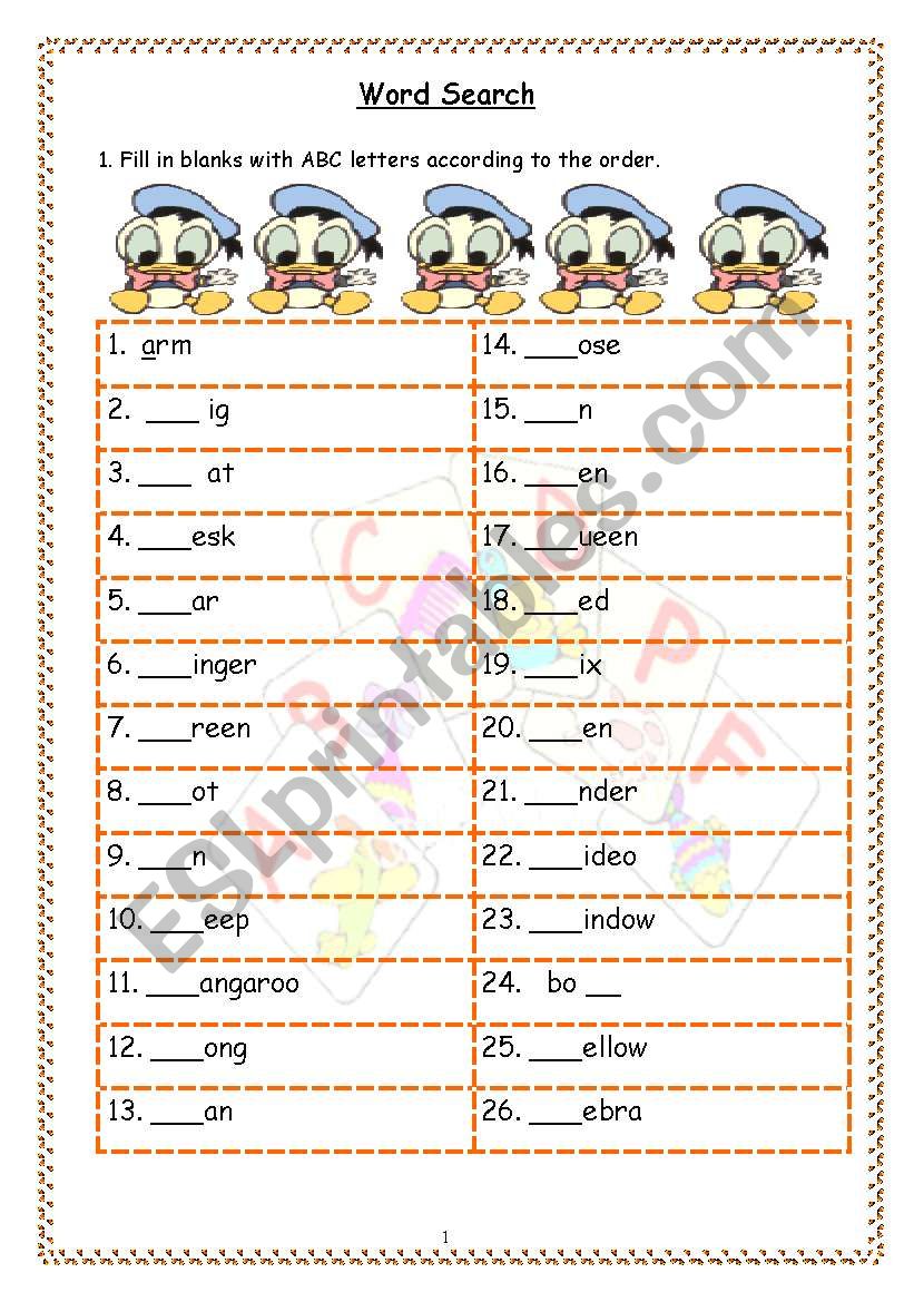 ABC Words worksheet