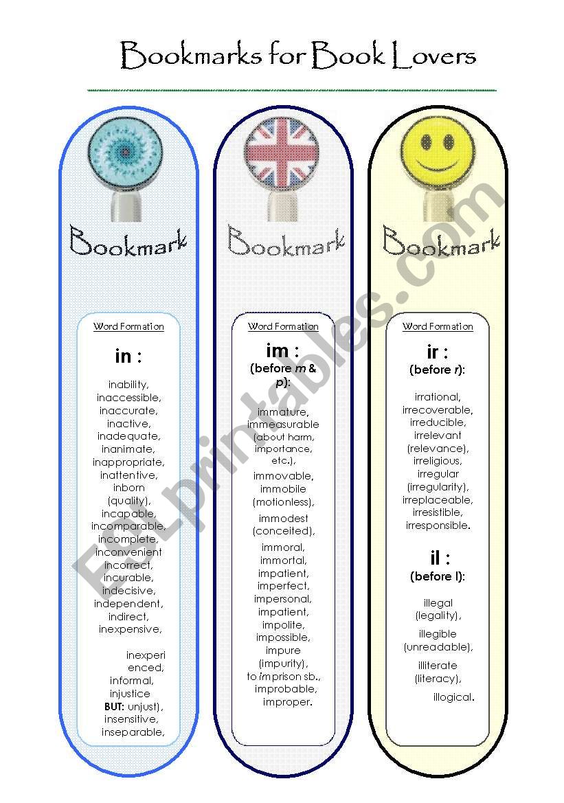 BookMarks...to study Word Formation. (2)