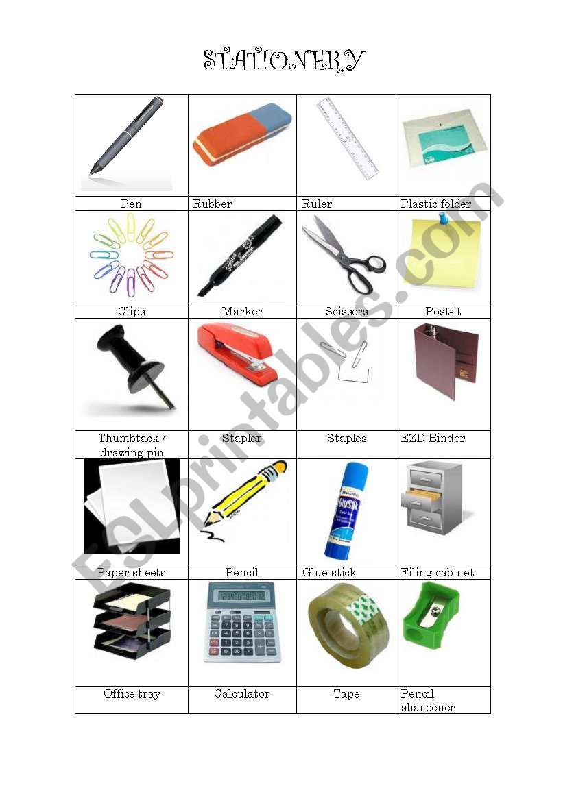 STATIONERY worksheet