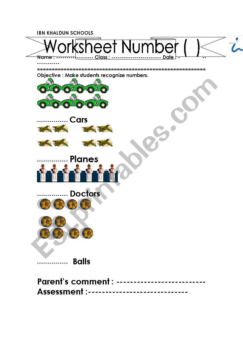 numbers worksheet