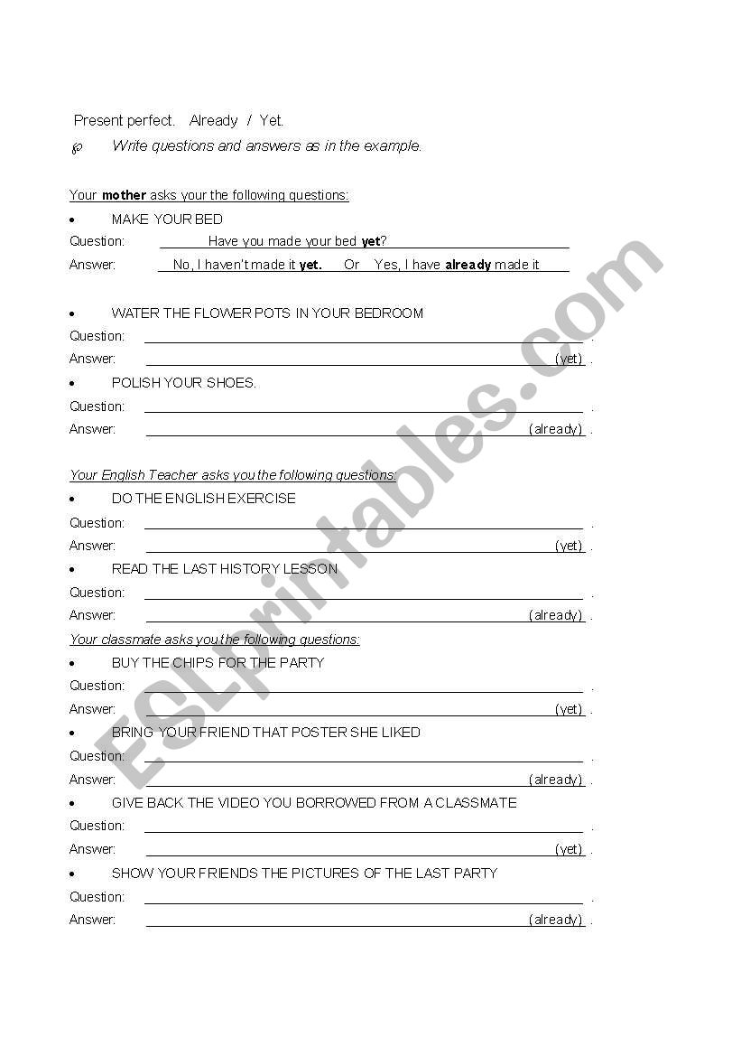 PRESENT PERFECT worksheet