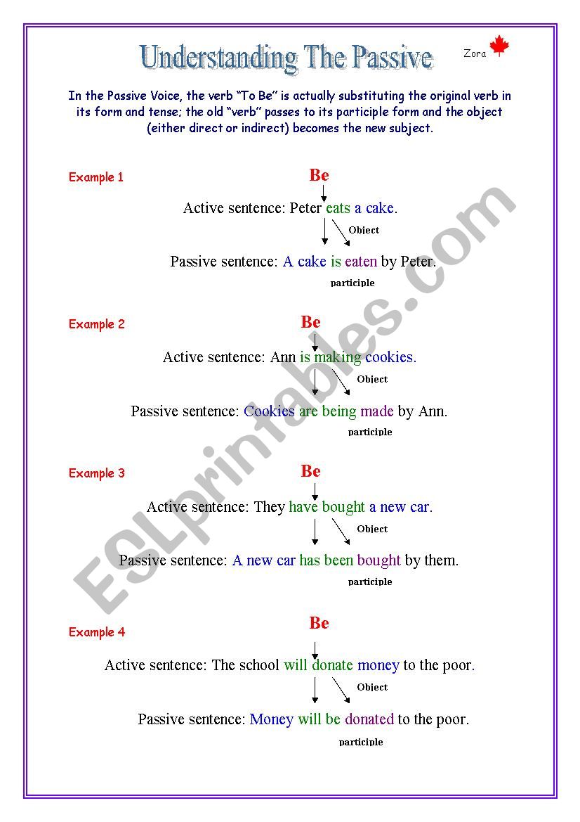 Understanding the Passive Form -  2 page worksheet
