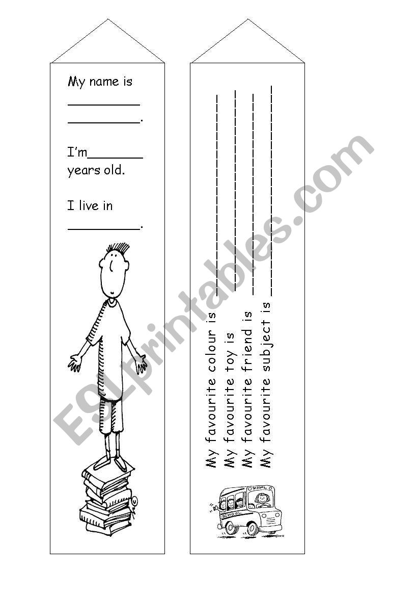 bookmarks for children worksheet