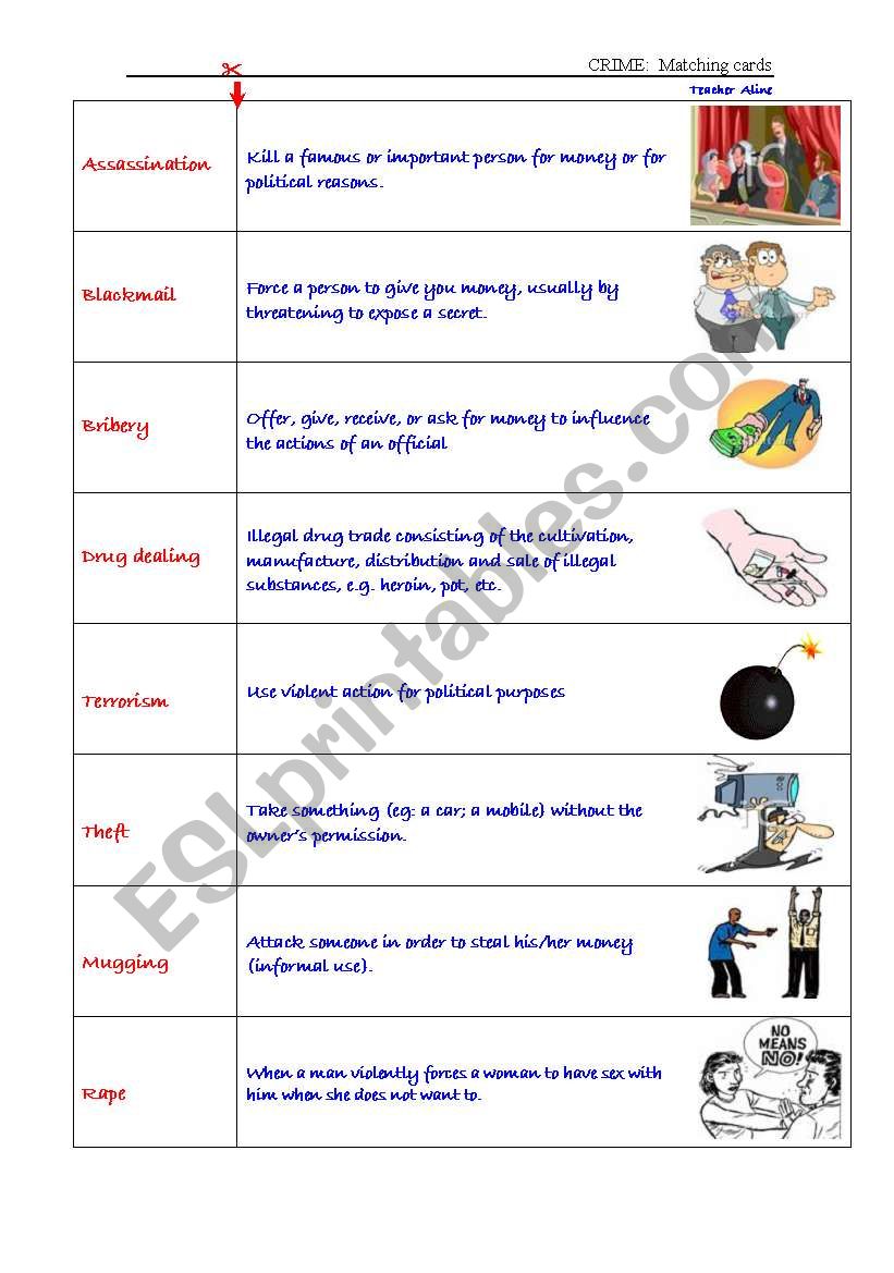 CRIME - MATCHING CARDS worksheet