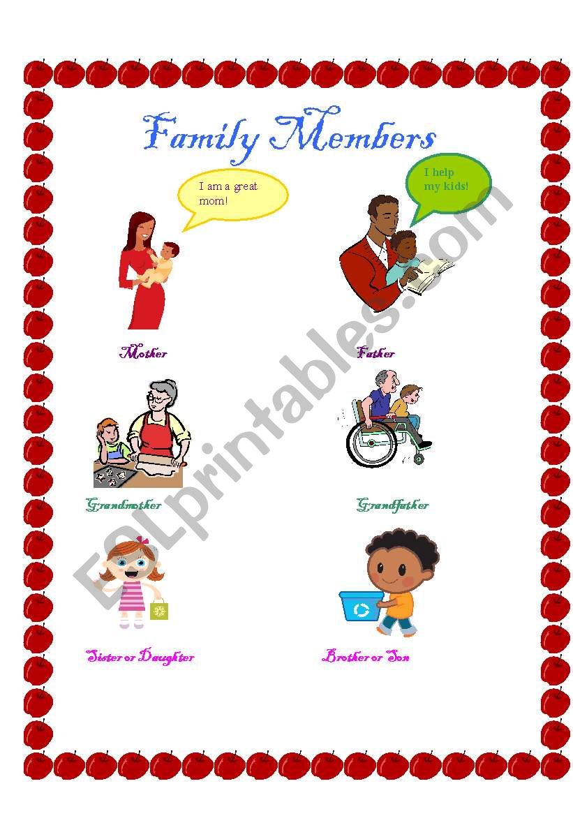 Family Members worksheet