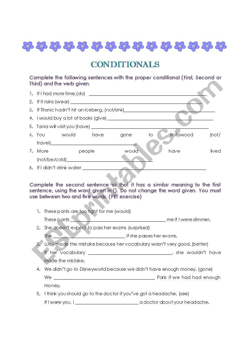Conditionals worksheet
