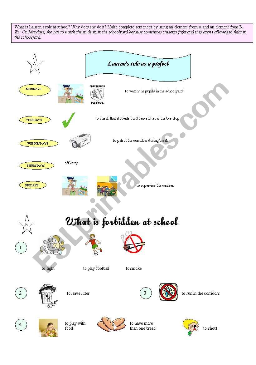 Duties and interdictions worksheet