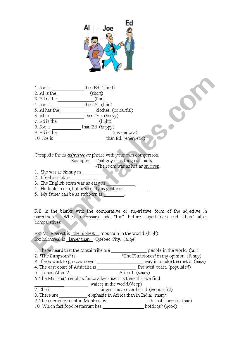 Comparatives and Superlatives exercise
