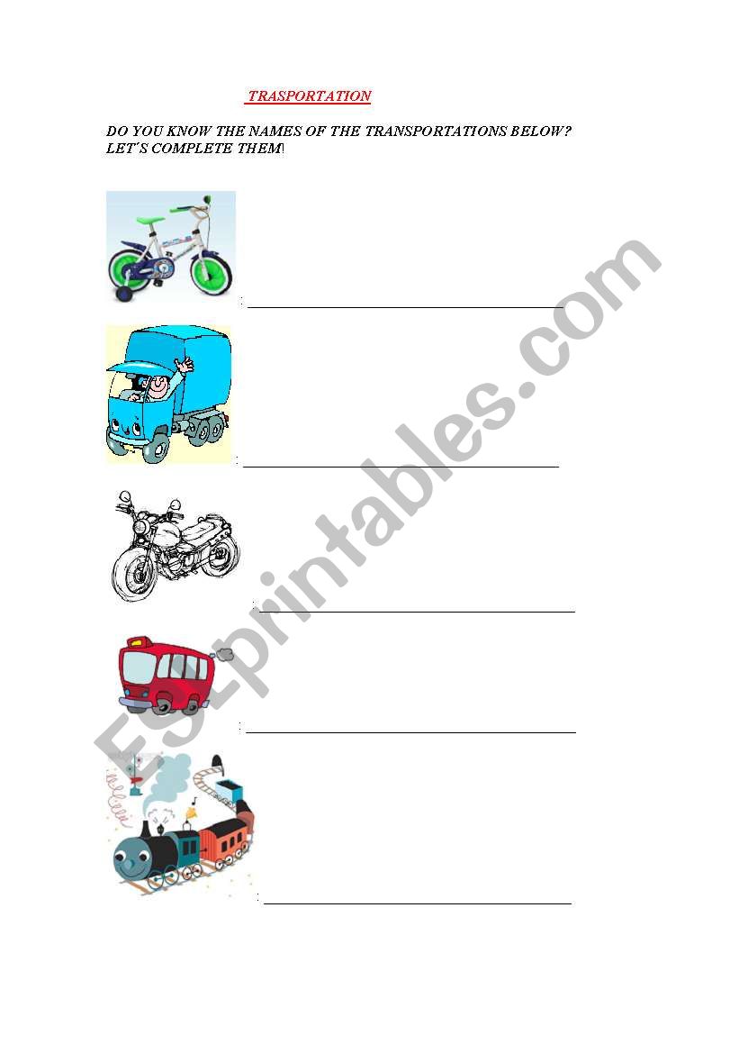 Transportation worksheet