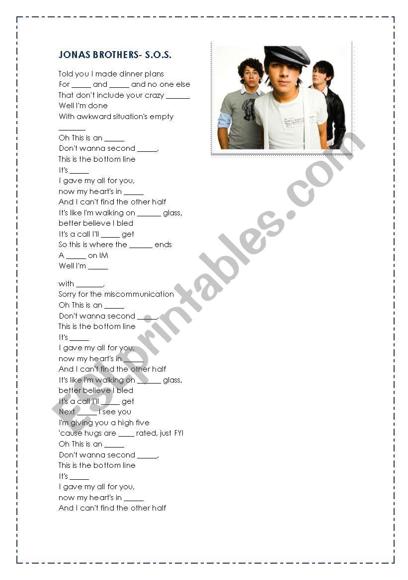 S.O.S.- Jonas Brothers worksheet