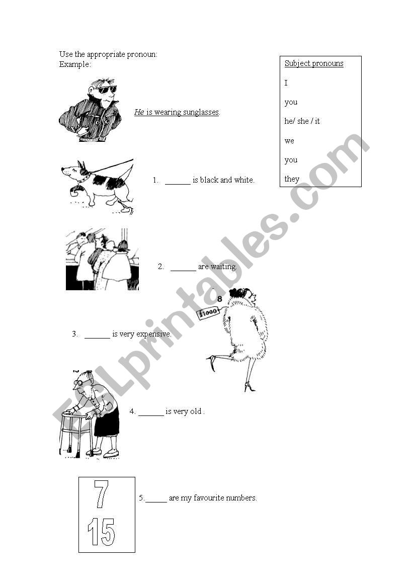 Subject pronouns worksheet