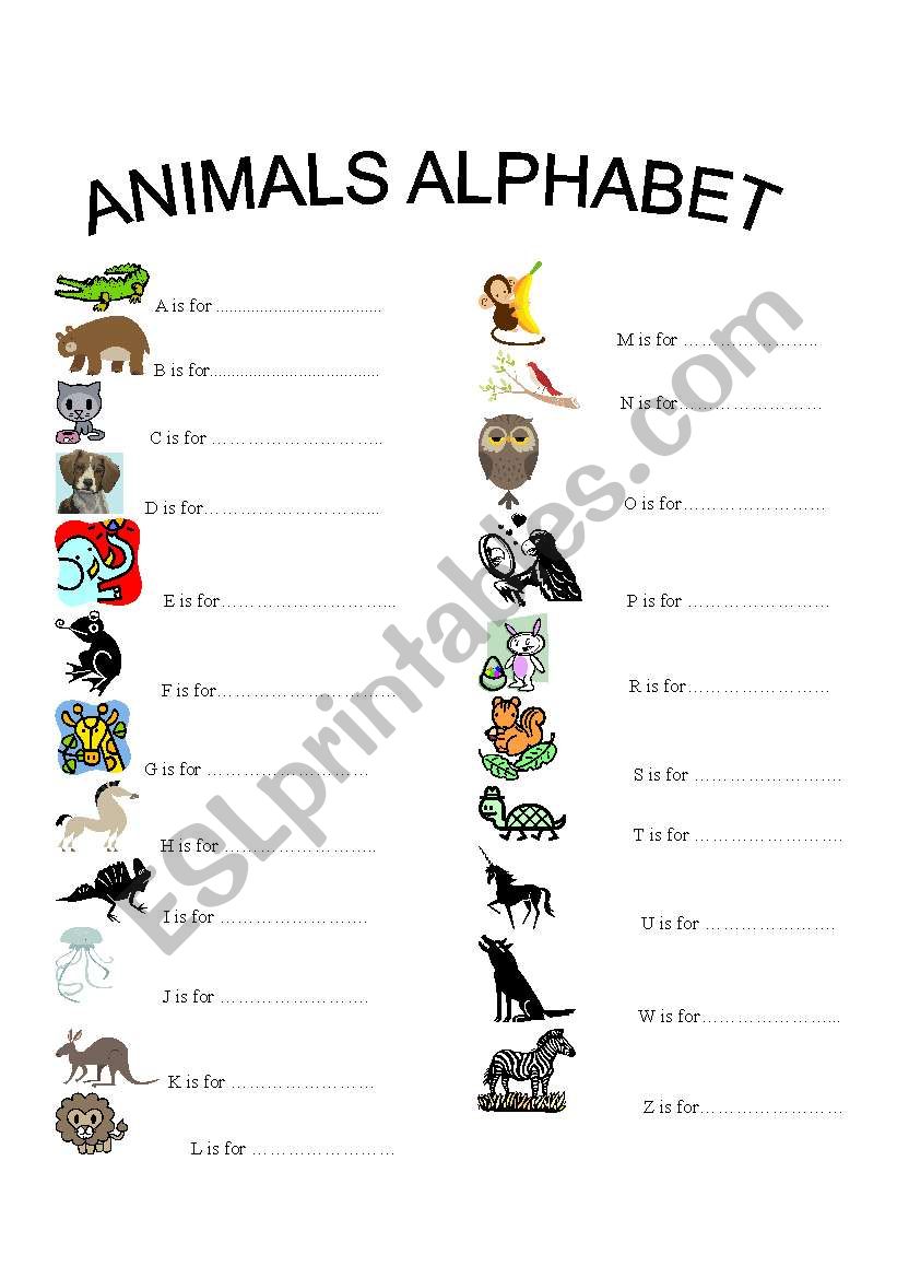 Animals alphabet - With each letter, one animal.