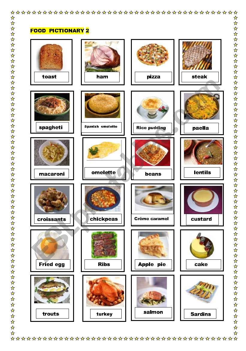 food pictionary 2 worksheet