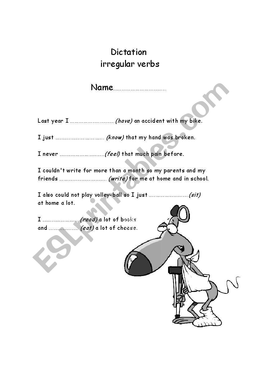 dictation on common irregular verbs in  past simple