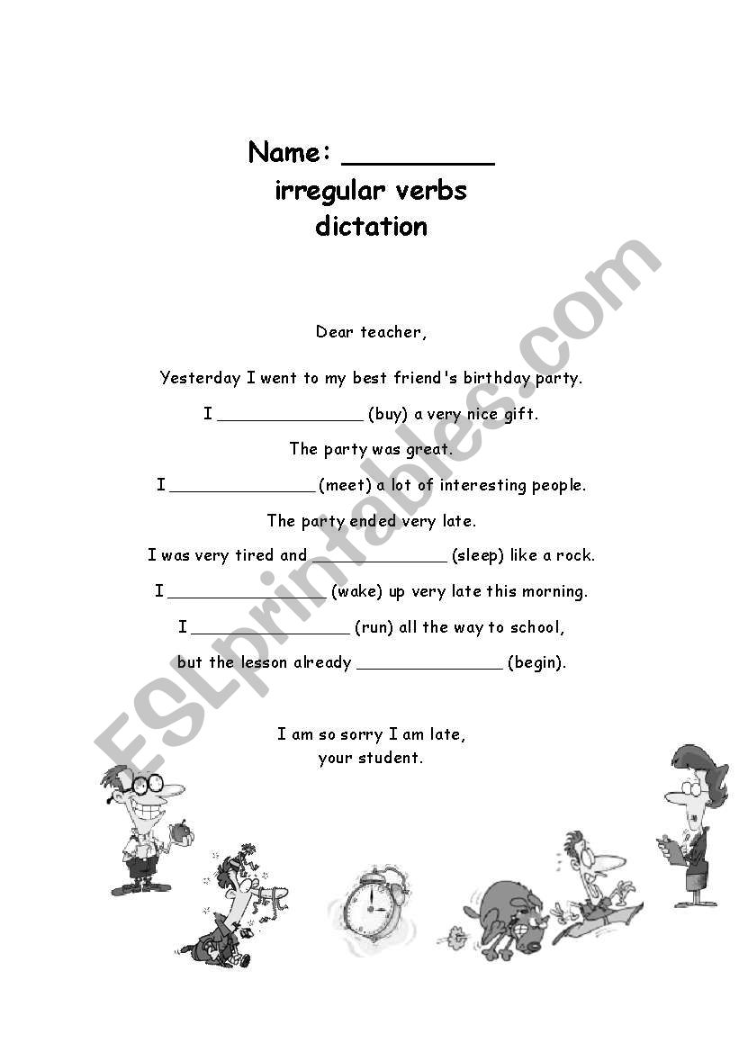 Irregular verbs dictation arc survival evolve