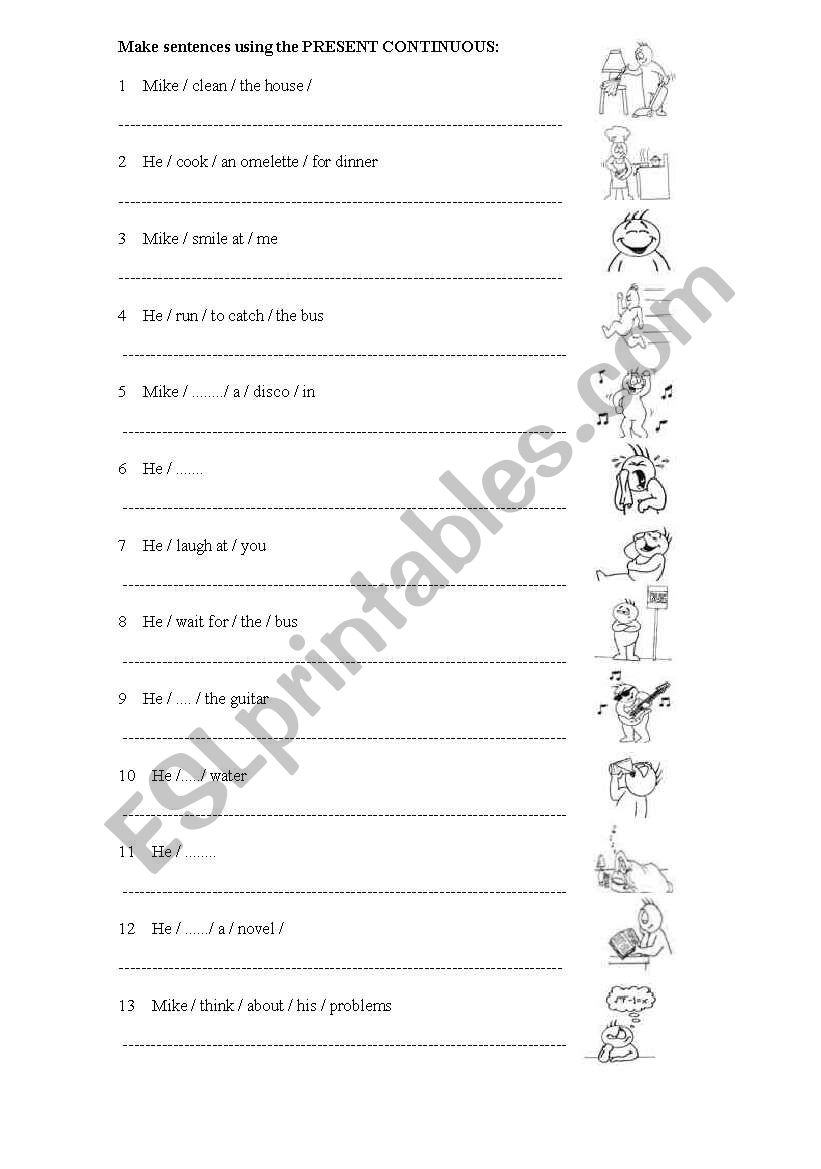 Present continuous worksheet