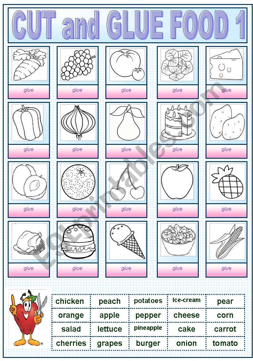 CUT AND GLUE FOOD1 worksheet