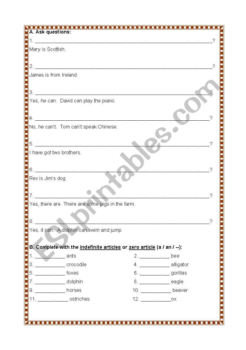 Grammar Revisions worksheet