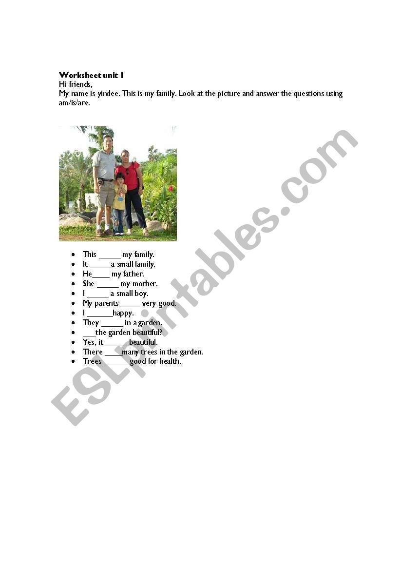 use of is/am/are worksheet