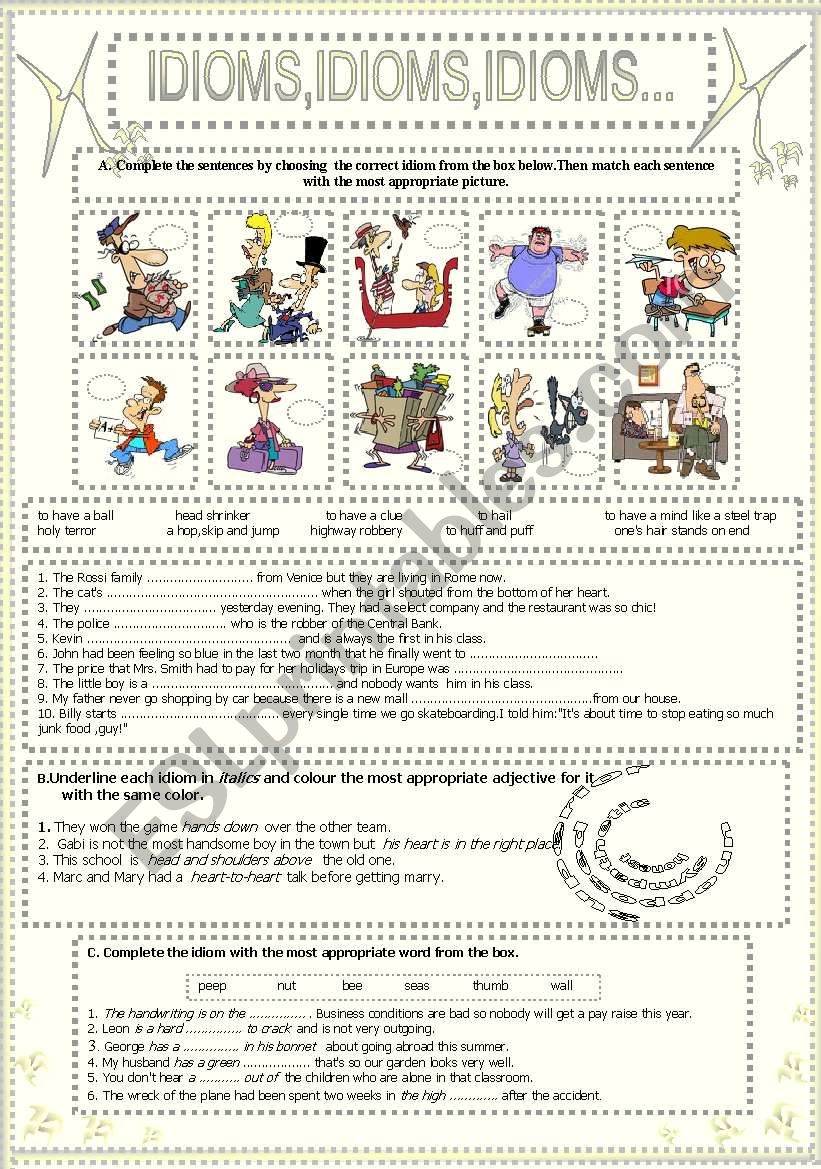 IDIOMS,IDIOMS,IDIOMS...(8) worksheet