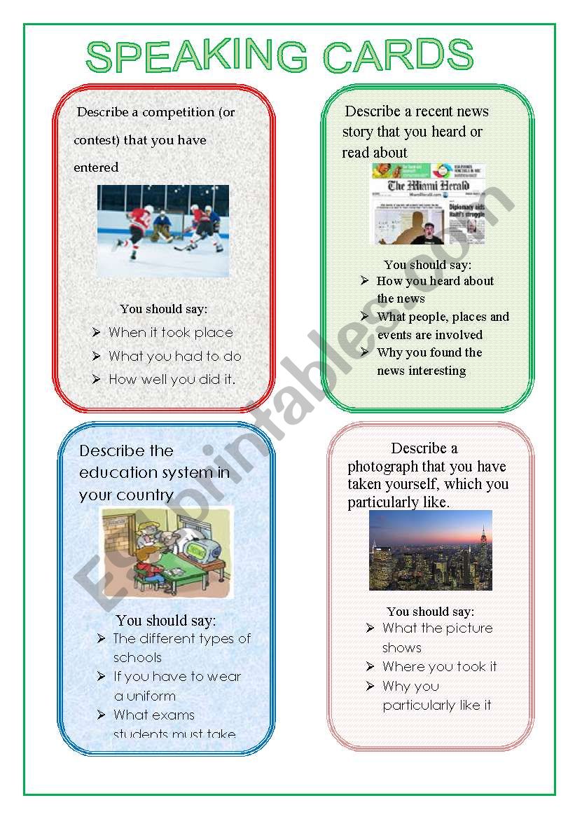 CARDS FOR TALKING SET 2 worksheet