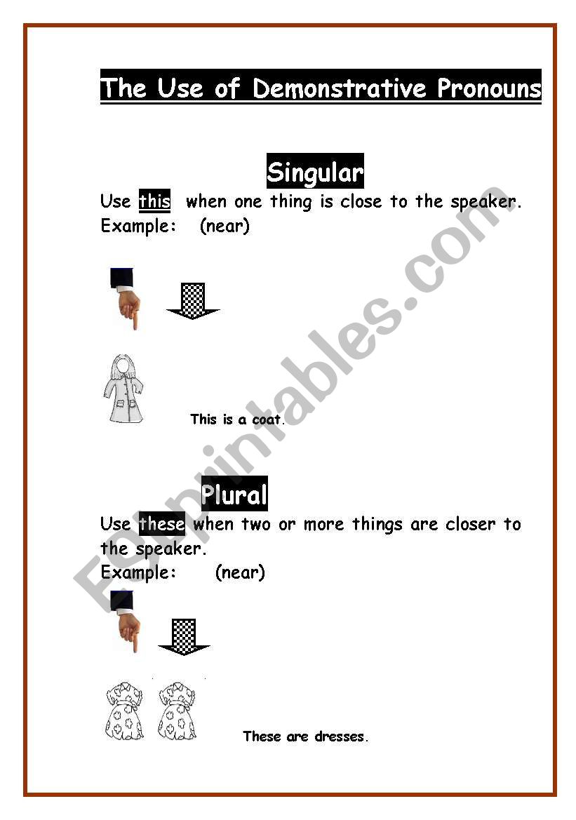 demonstrative pronouns worksheet