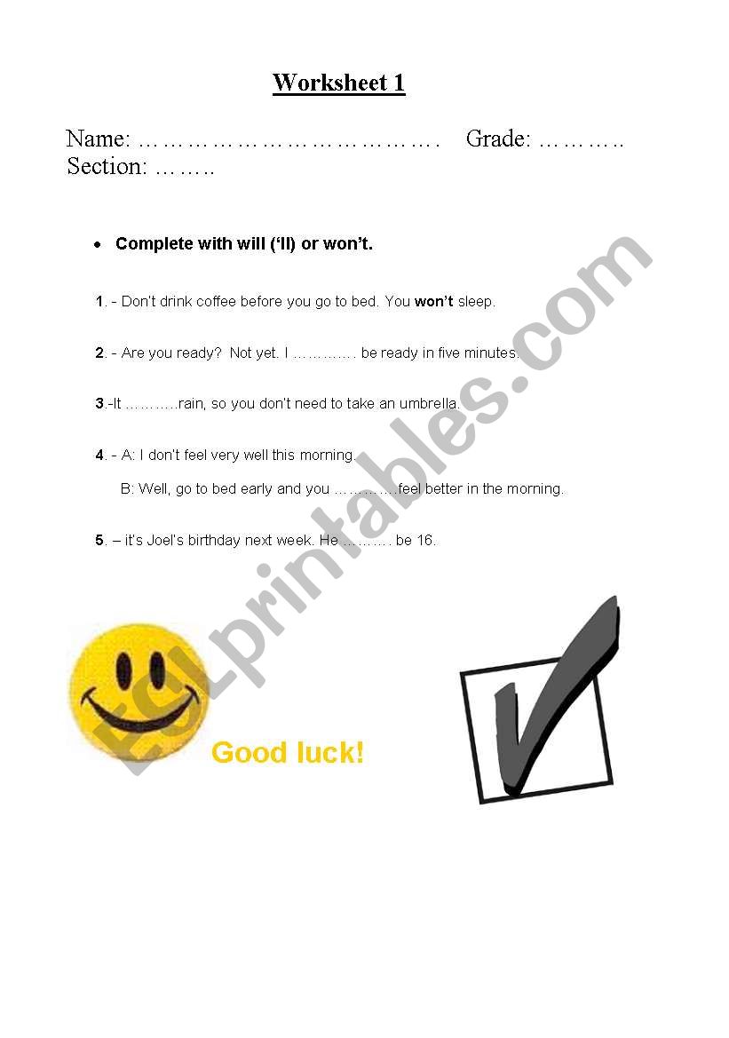 WILL worksheet