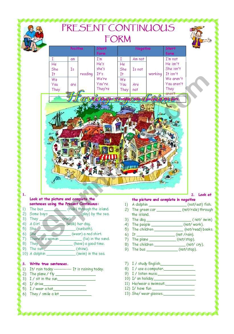 present continuous form worksheet