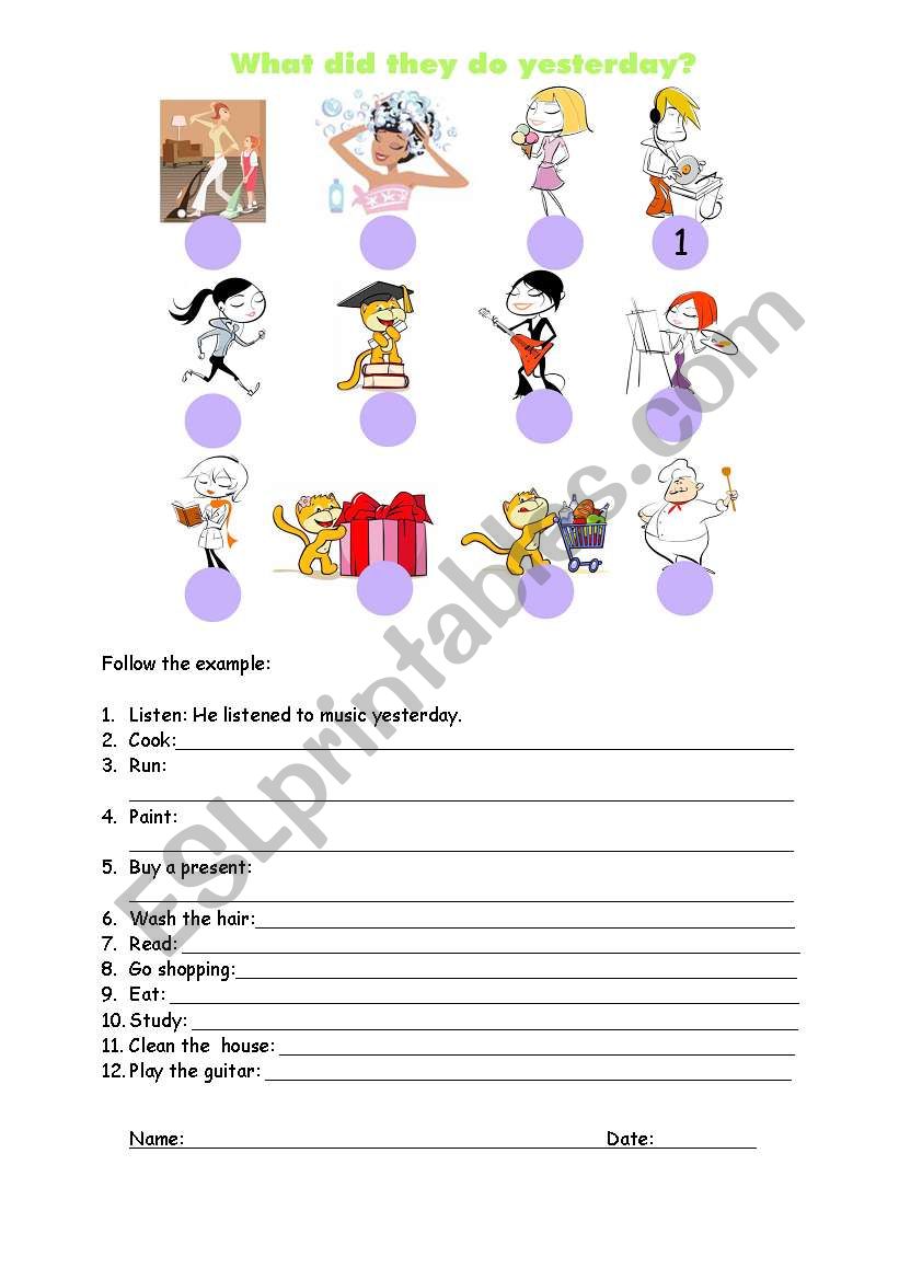 Match- Simple Past worksheet