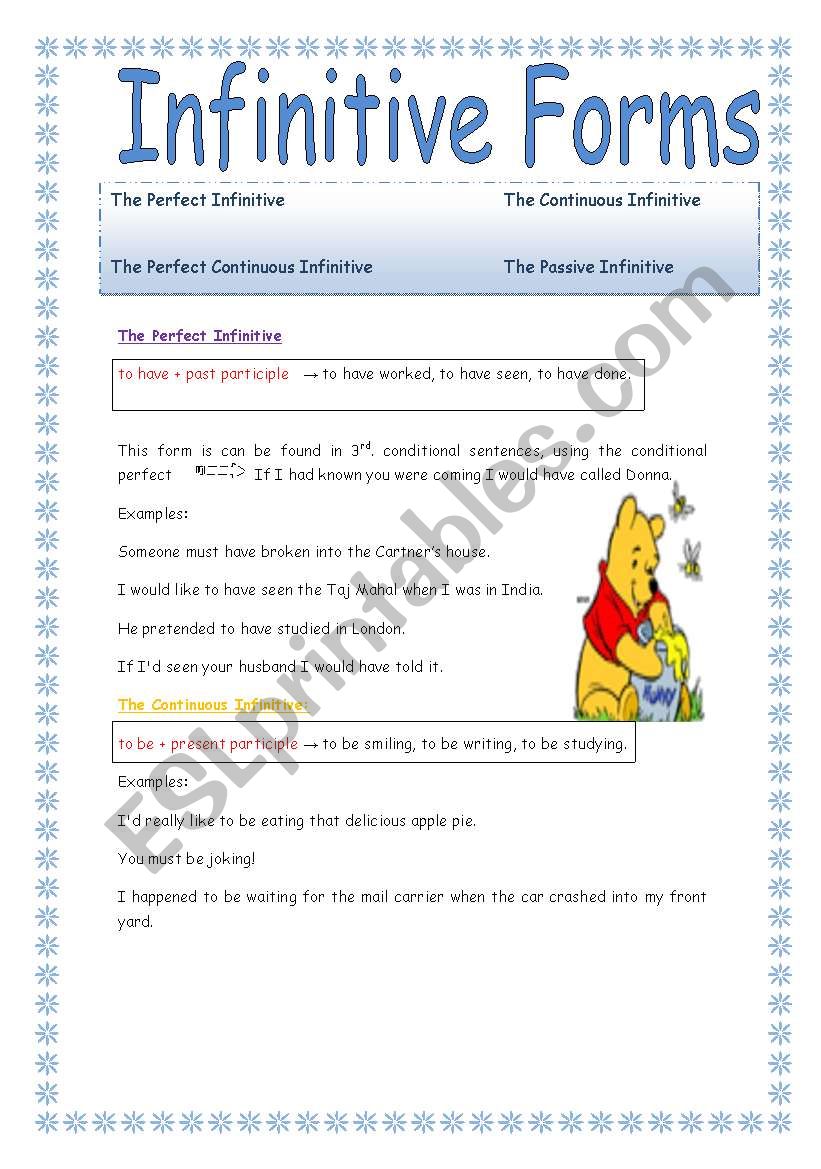 Infinitive Forms worksheet