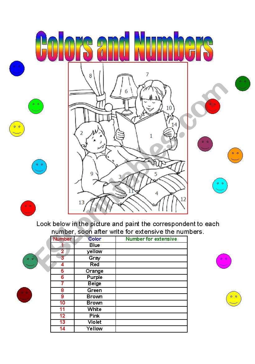 Colors and Numbers worksheet