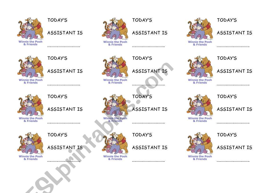 Assistant tags worksheet