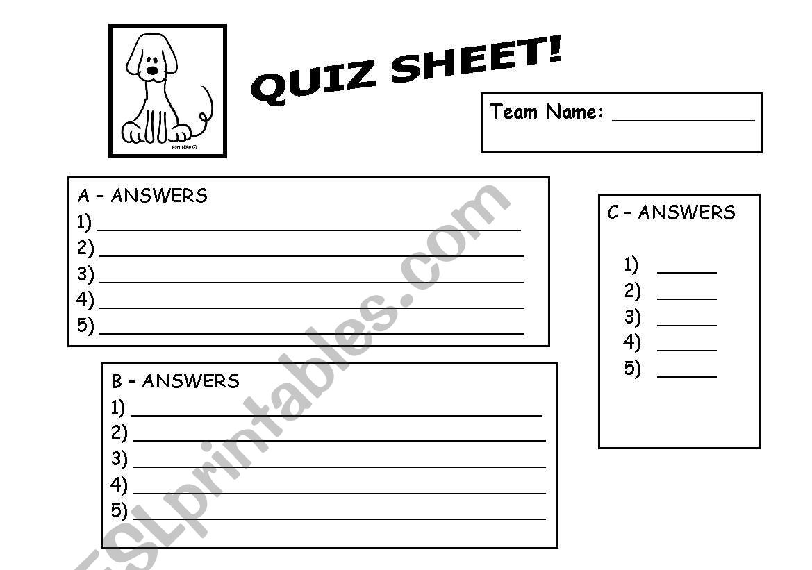 Adverbs of Frequency Quiz Sheet