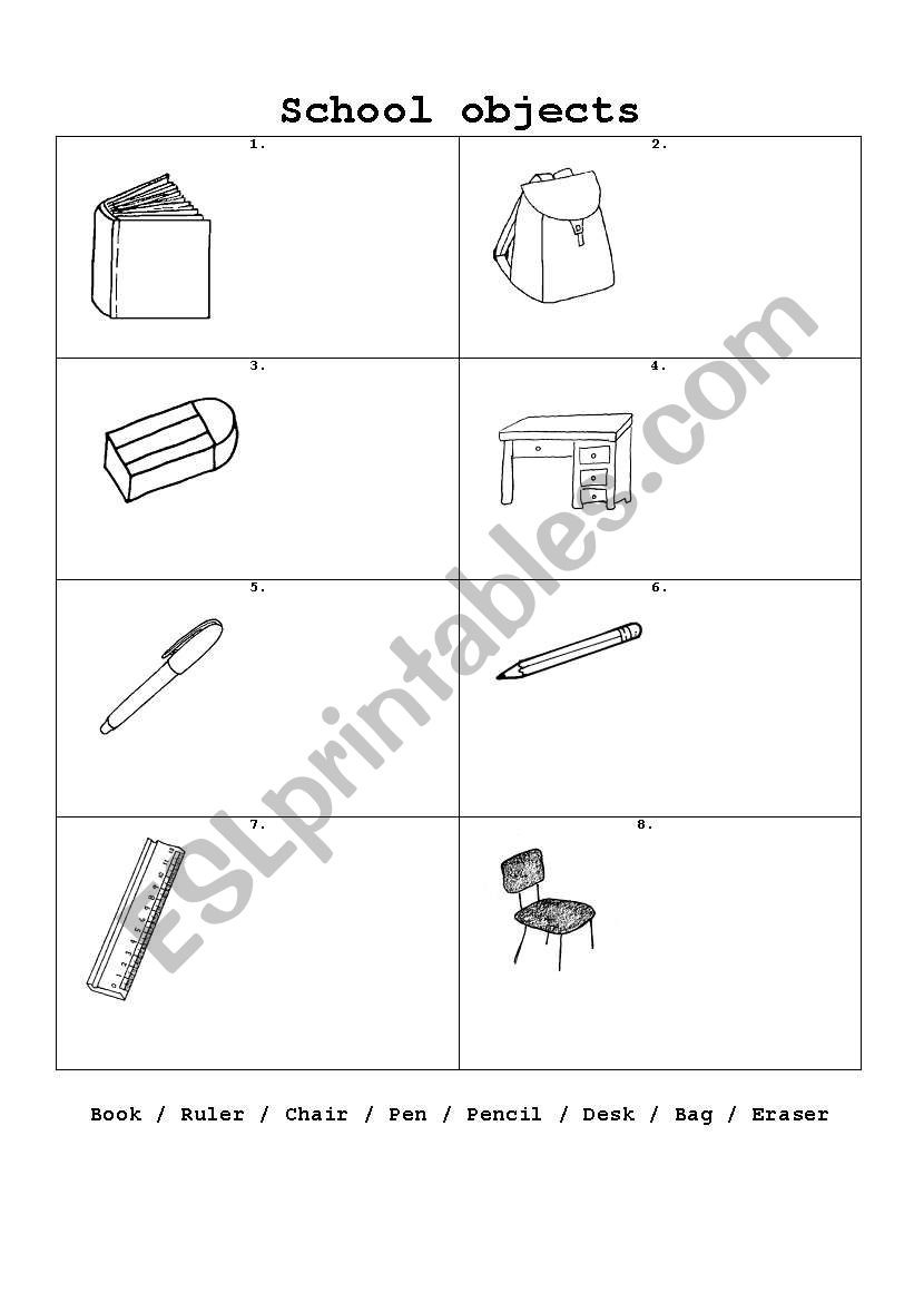 School Objects worksheet