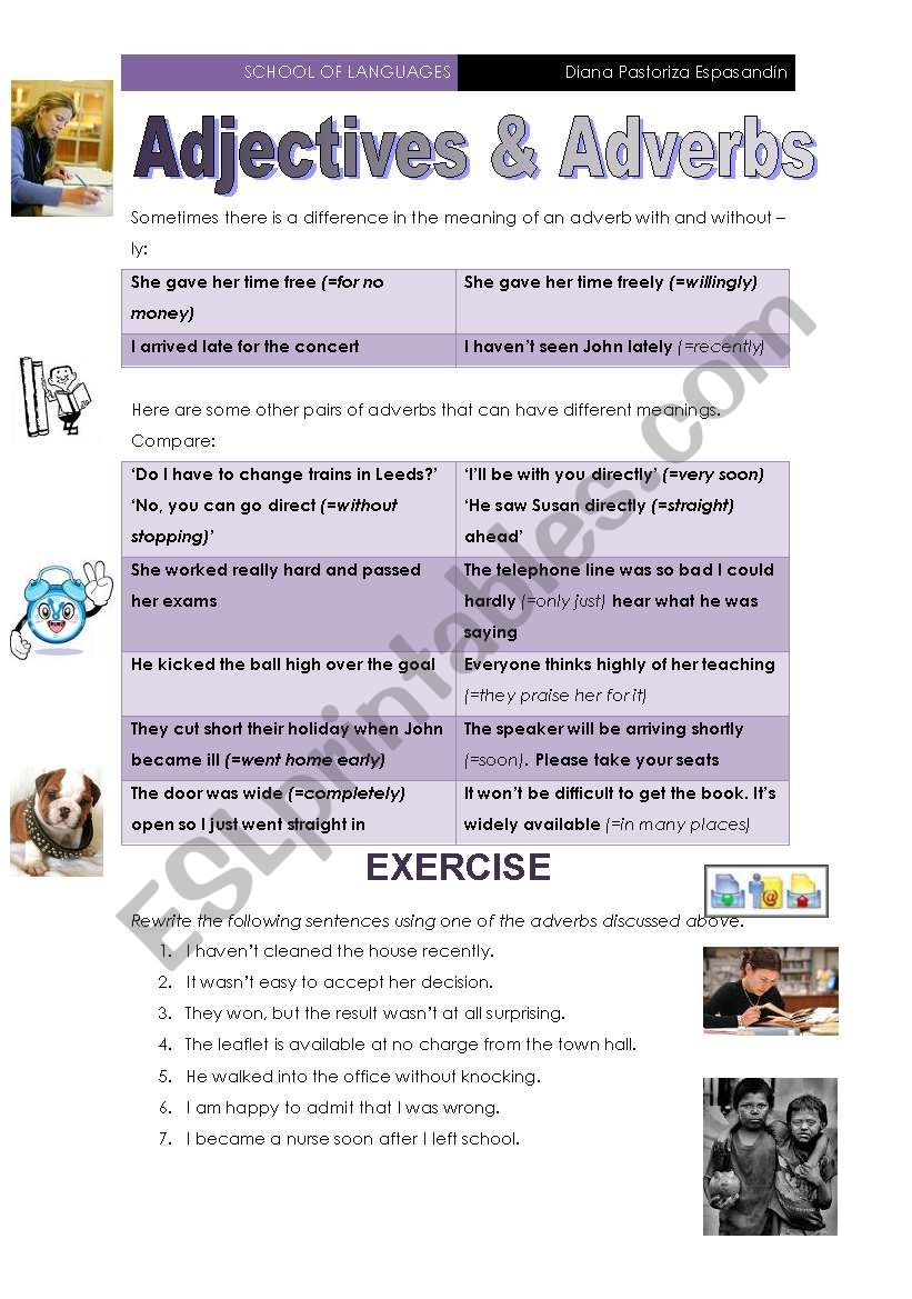 Adjectives & Adverbs worksheet