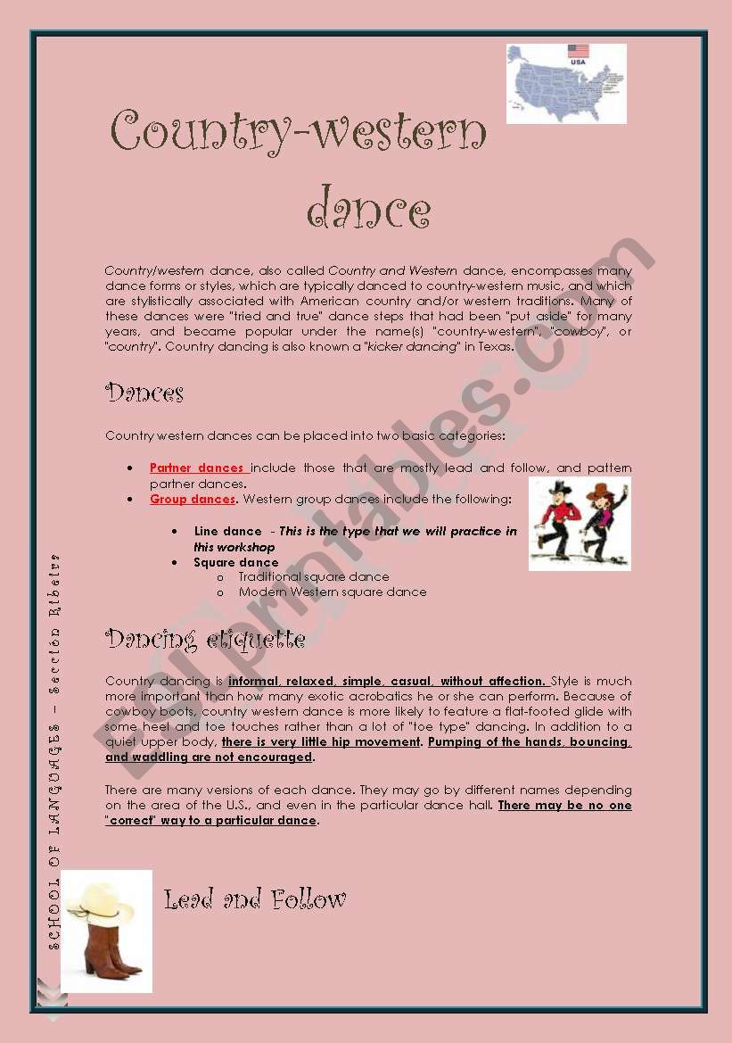 COUNTRY WESTERN DANCE worksheet