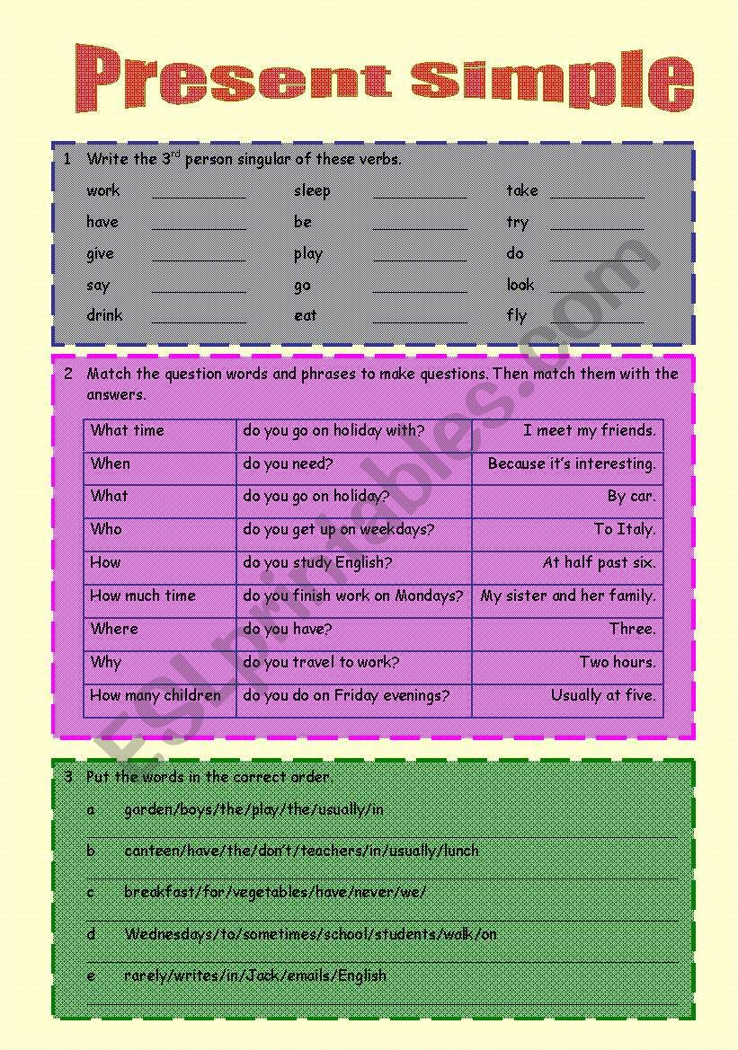 Present Simple worksheet