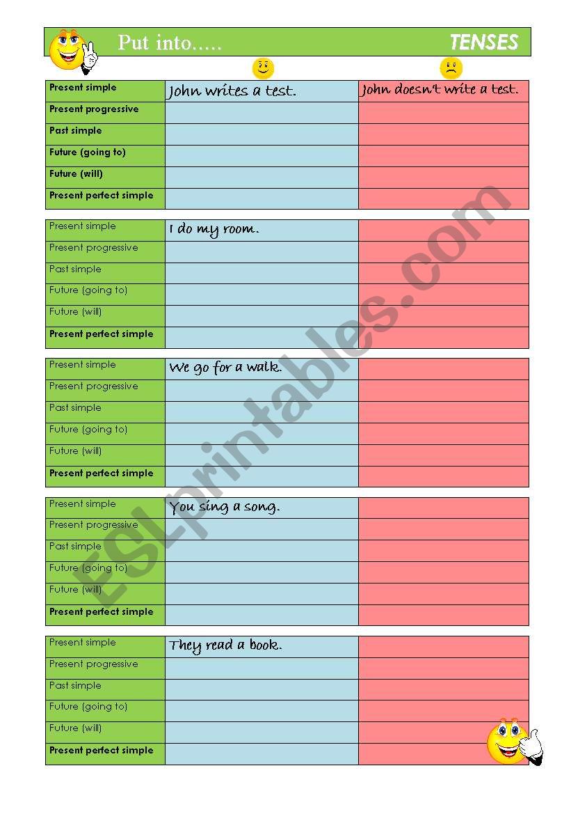 Tenses worksheet